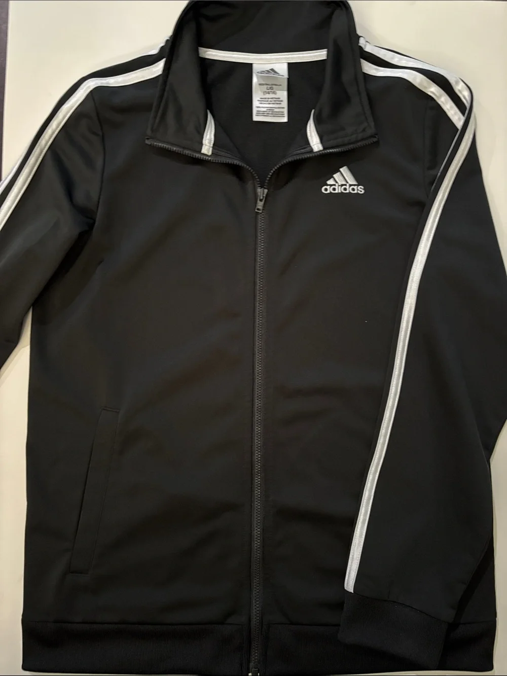 adidas Black Track Jacket with White 3-Stripe Detail